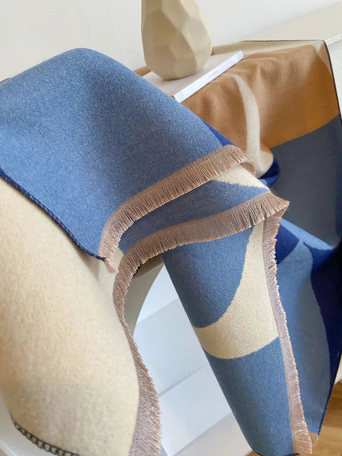 Sciarpa da donna oversize - Cashmere geometrico reversibile