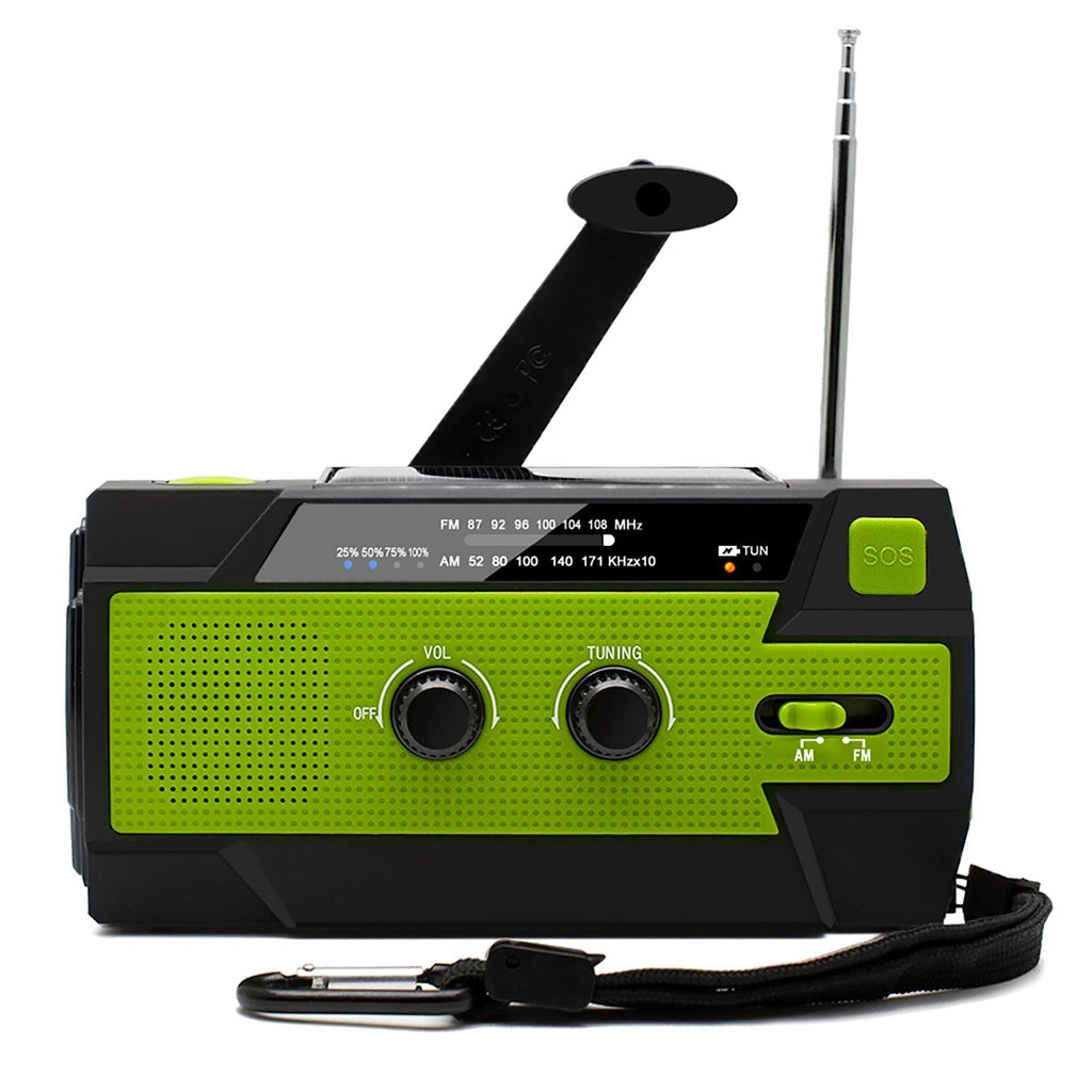 Radio di Emergenza con Dinamo a Manovella, Pannello Solare, AM/FM e Torcia LED