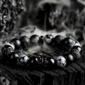 Ragnar - Bracciale Lord Black Warrior con perle di cristallo naturale