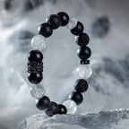 Ragnar - Bracciale Lord Black Warrior con perle di cristallo naturale