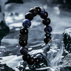 Ragnar - Bracciale Lord Black Warrior con perle di cristallo naturale