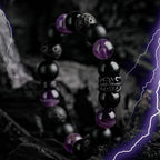 Ragnar - Bracciale Lord Black Warrior con perle di cristallo naturale