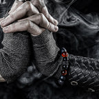 Ragnar - Bracciale Lord Black Warrior con perle di cristallo naturale