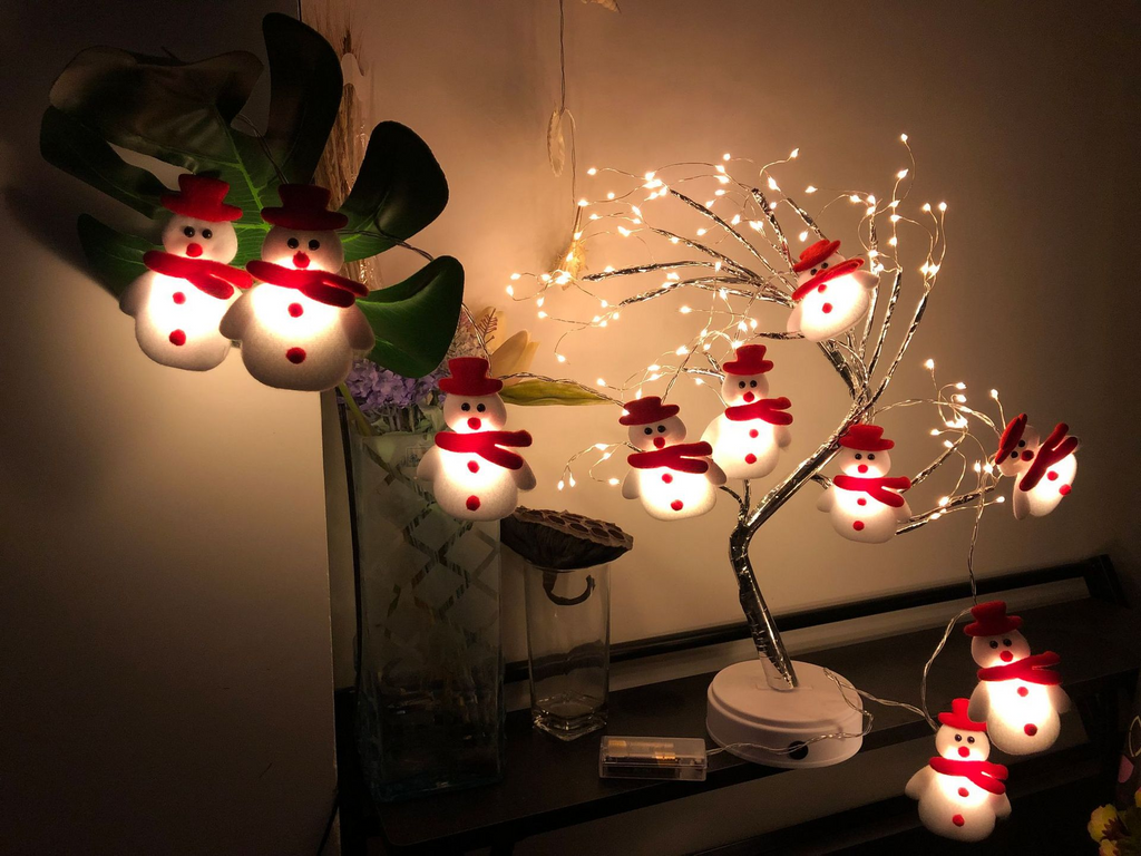 Luci a corda LED per albero di Natale con pupazzo di neve