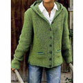 Morbido cappotto in maglia con cappuccio da donna - Misto cotone, per l'autunno