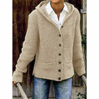 Morbido cappotto in maglia con cappuccio da donna - Misto cotone, per l'autunno