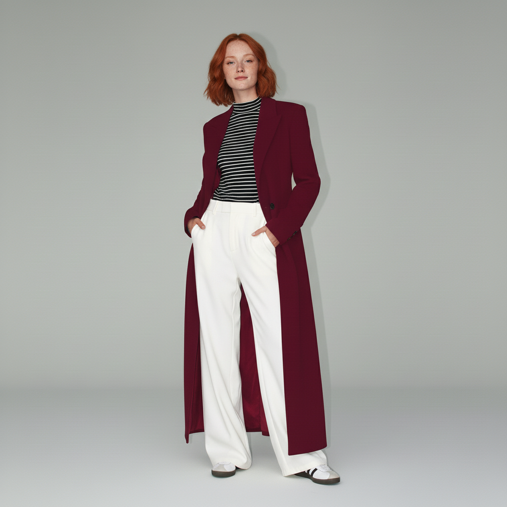 Cappotto sartoriale lungo e aderente da donna