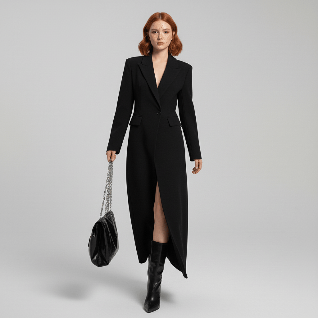 Cappotto sartoriale lungo e aderente da donna