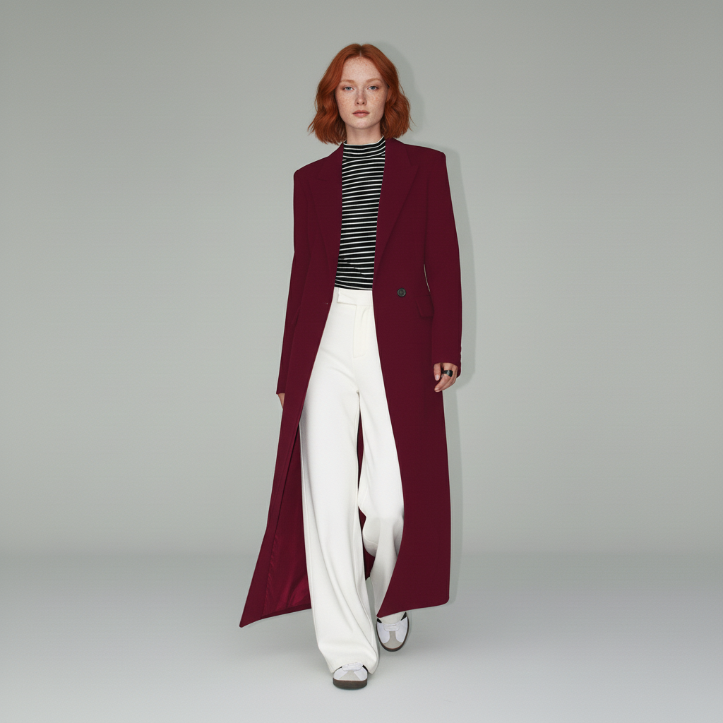 Cappotto sartoriale lungo e aderente da donna