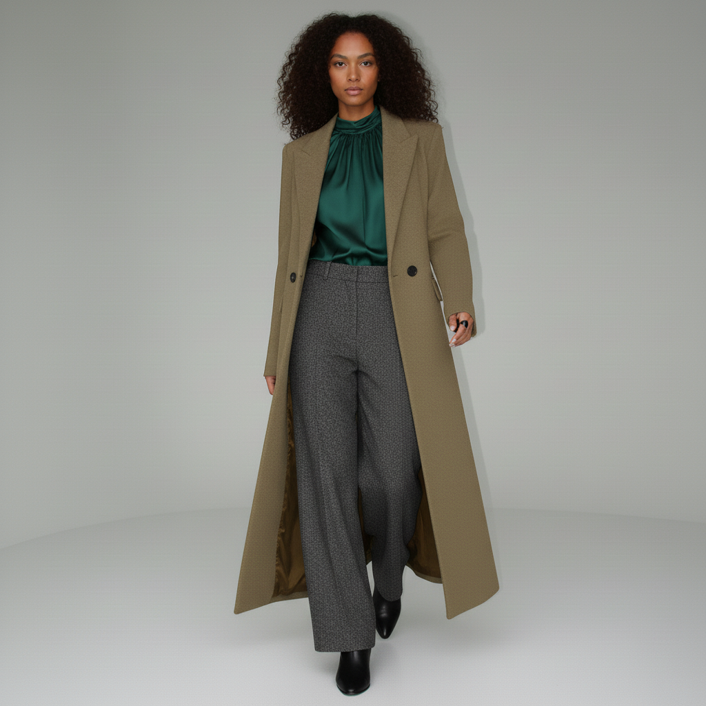Cappotto sartoriale lungo e aderente da donna