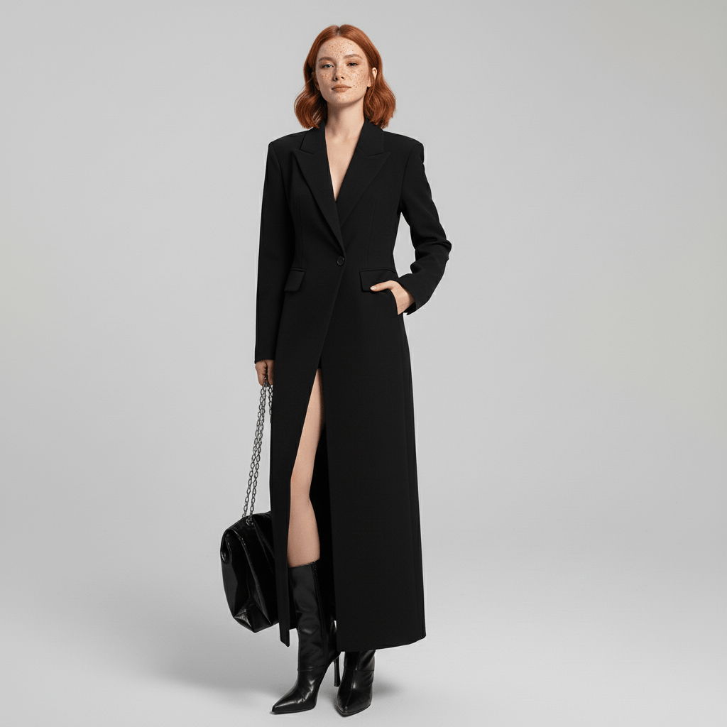 Cappotto sartoriale lungo e aderente da donna
