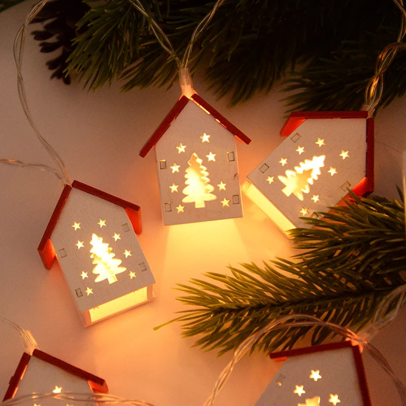 Casette natalizie in legno con luci LED