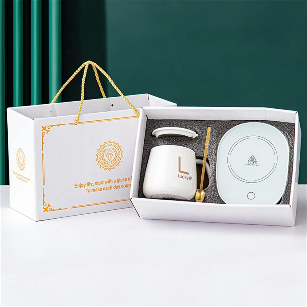 Scaldavivande intelligente per tazza in ceramica, sottobicchiere riscaldante termostatico elettrico per caffè, set tazza