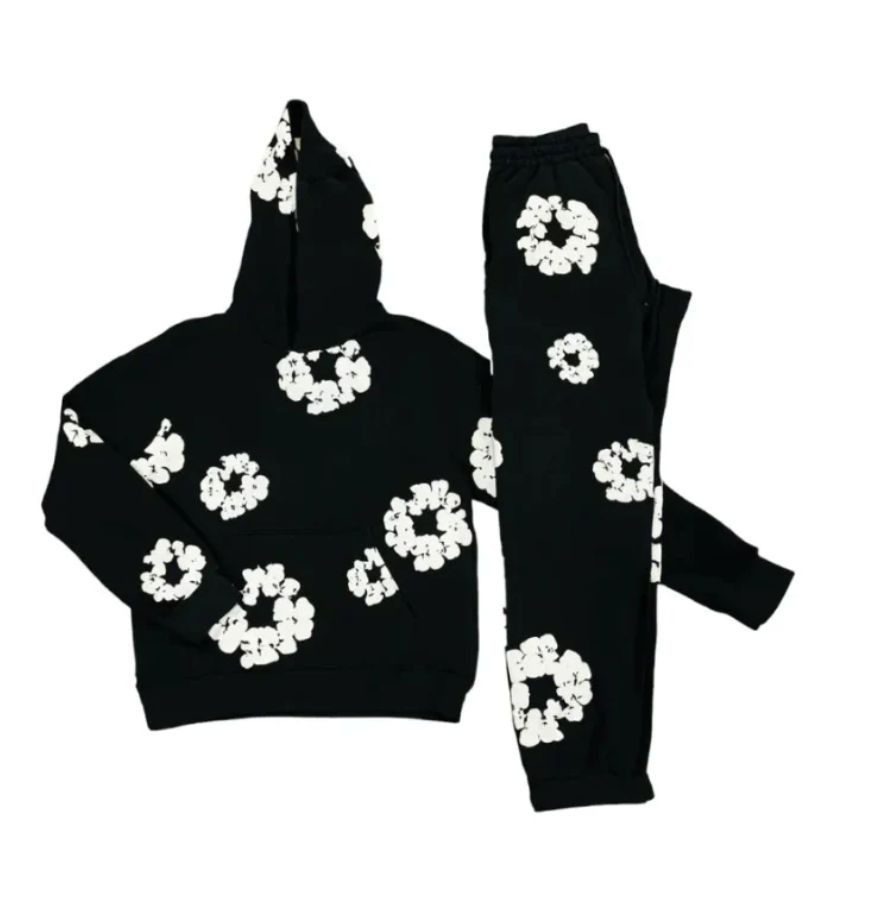 Set athleisure con felpa e jogger a stampa floreale