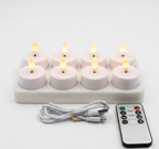 Set Candele LED Senza Fiamma con Telecomando, Timer e Ricarica USB