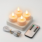 Set Candele LED Senza Fiamma con Telecomando, Timer e Ricarica USB