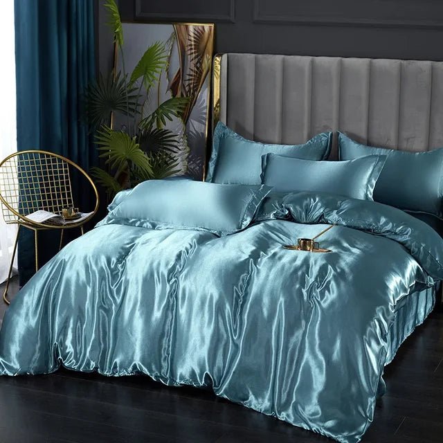 Set di biancheria da letto in raso di seta di lusso - SilkElegance