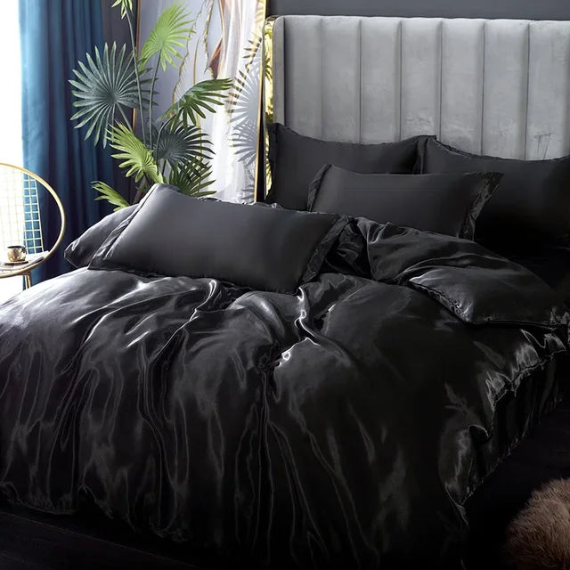 Set di biancheria da letto in raso di seta di lusso - SilkElegance