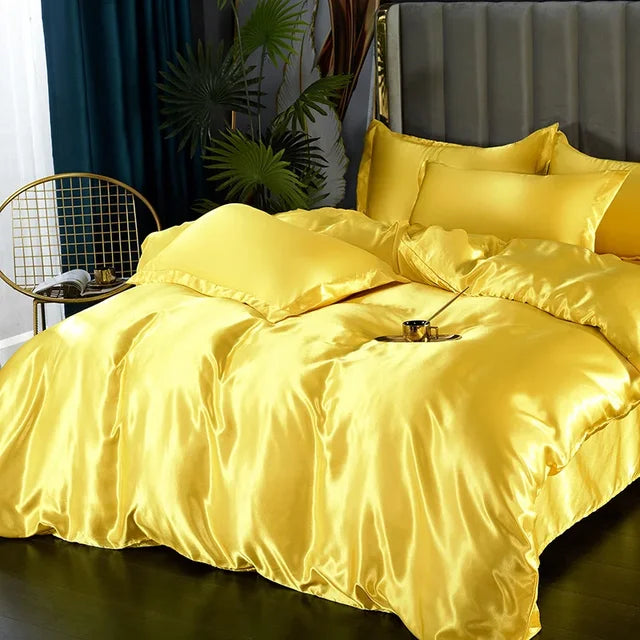 Set di biancheria da letto in raso di seta di lusso - SilkElegance