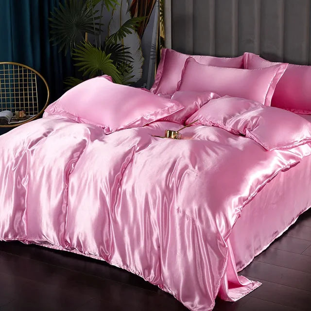 Set di biancheria da letto in raso di seta di lusso - SilkElegance