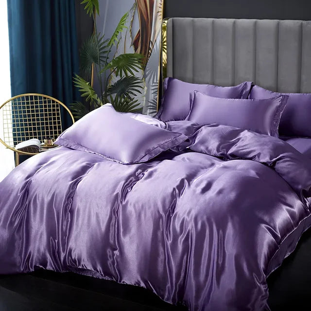 Set di biancheria da letto in raso di seta di lusso - SilkElegance