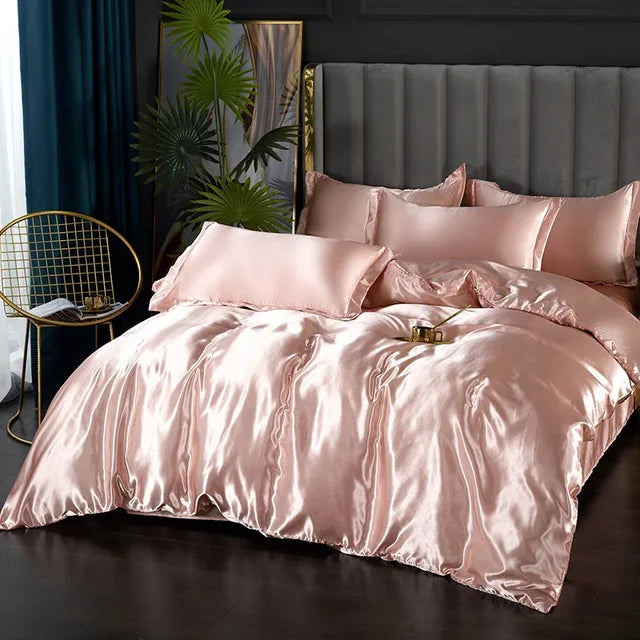 Set di biancheria da letto in raso di seta di lusso - SilkElegance