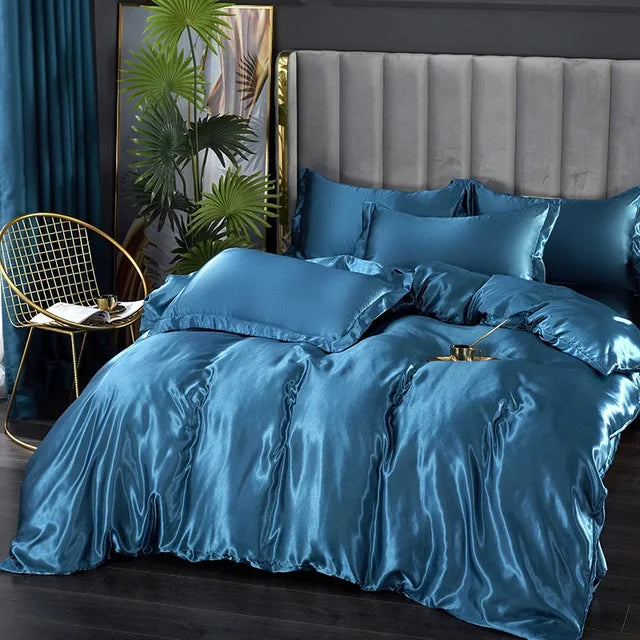 Set di biancheria da letto in raso di seta di lusso - SilkElegance