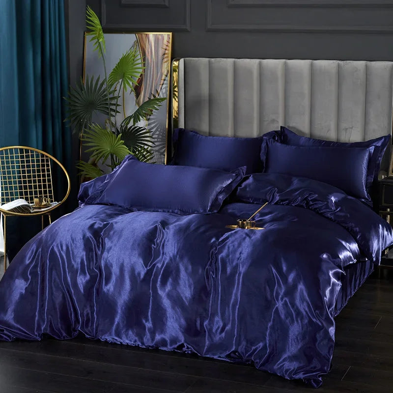 Set di biancheria da letto in raso di seta di lusso - SilkElegance