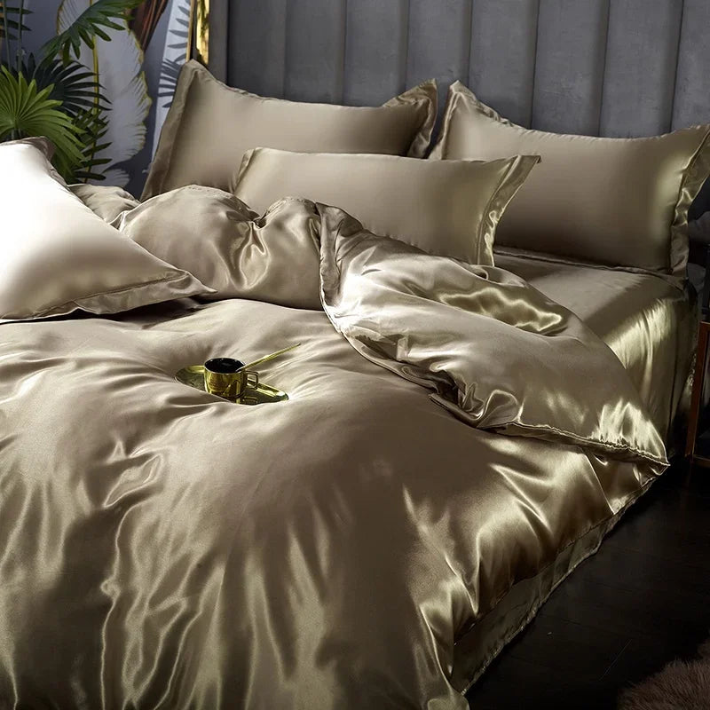 Set di biancheria da letto in raso di seta di lusso - SilkElegance