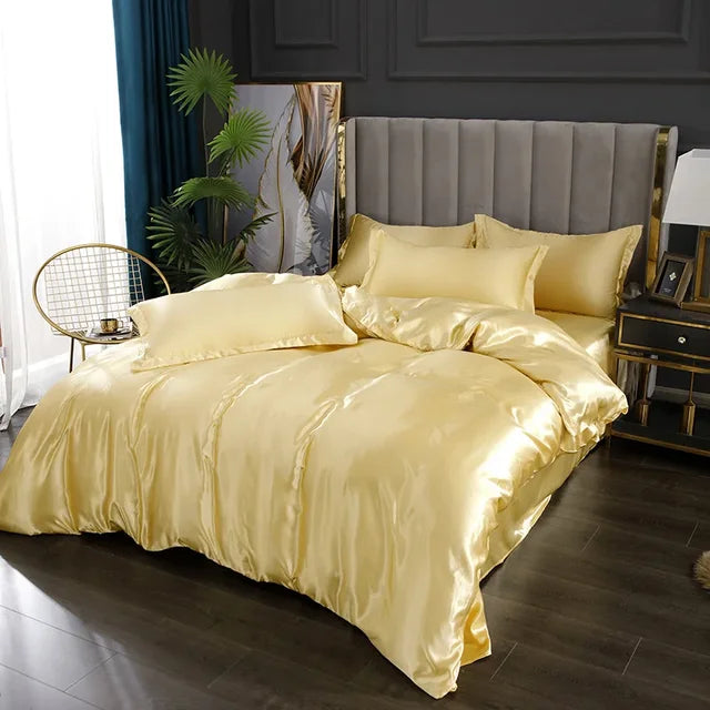 Set di biancheria da letto in raso di seta di lusso - SilkElegance