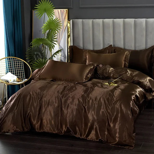 Set di biancheria da letto in raso di seta di lusso - SilkElegance