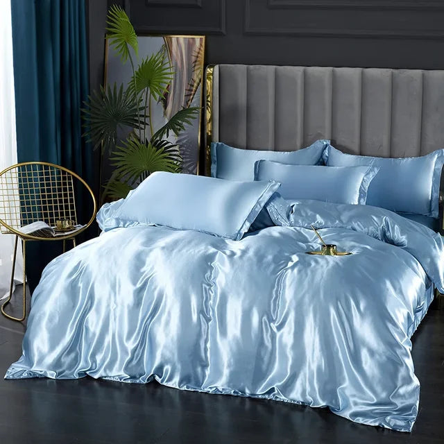 Set di biancheria da letto in raso di seta di lusso - SilkElegance