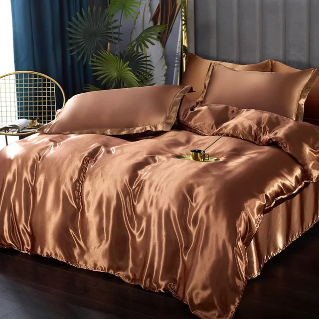 Set di biancheria da letto in raso di seta di lusso - SilkElegance
