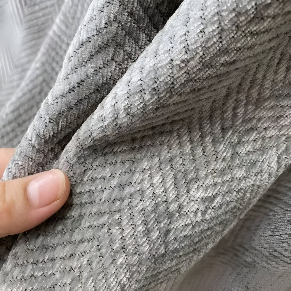 Coperta per divano e divano con motivo a spina di pesce intrecciato e rivestimento con bordi sfrangiati