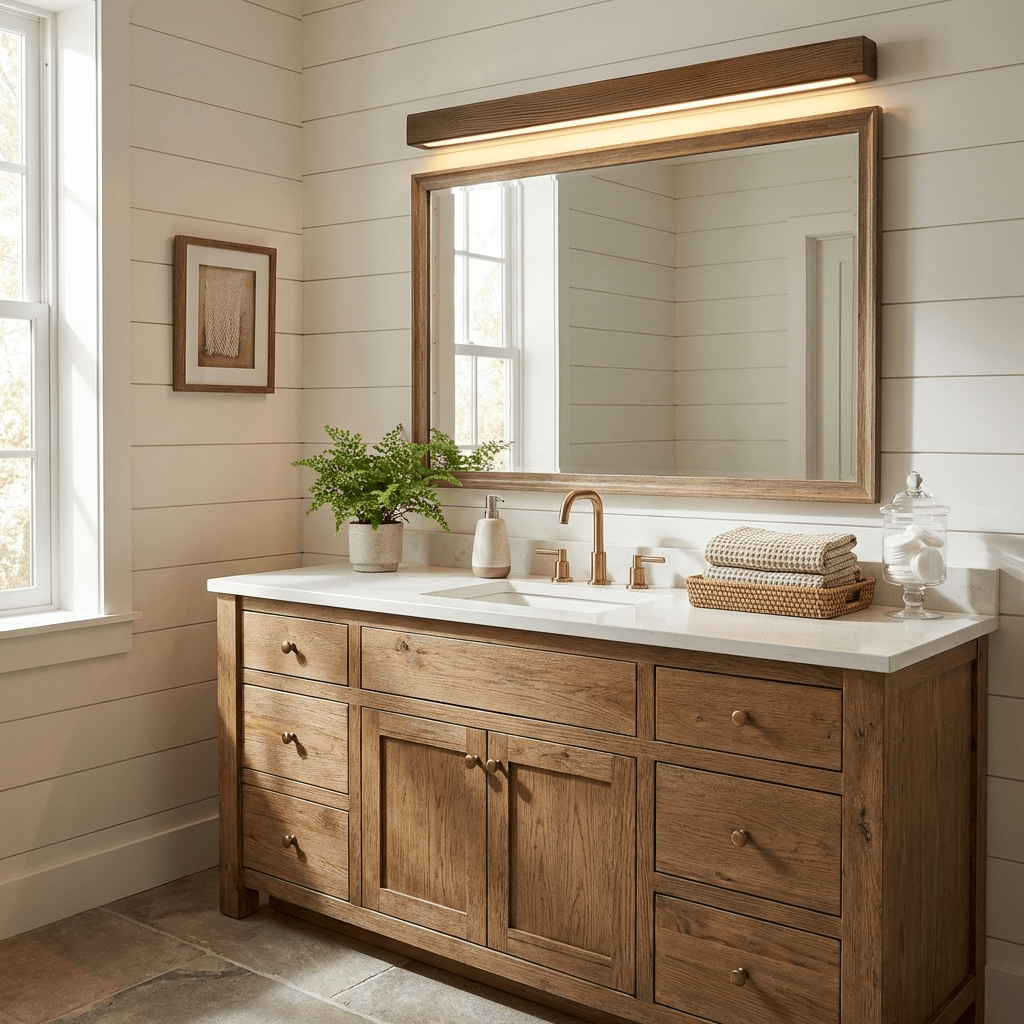 Applique lineare in legno con luce sottile