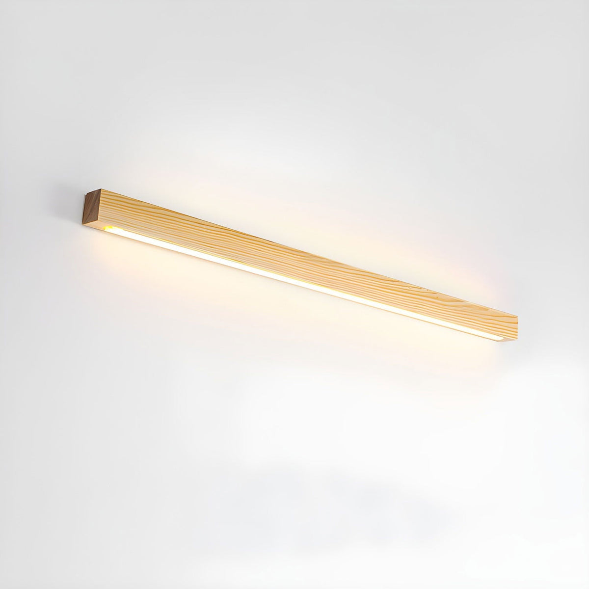 Applique lineare in legno con luce sottile