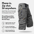 Bermuda cargo da uomo - Bermuda da lavoro al ginocchio con tasche con zip