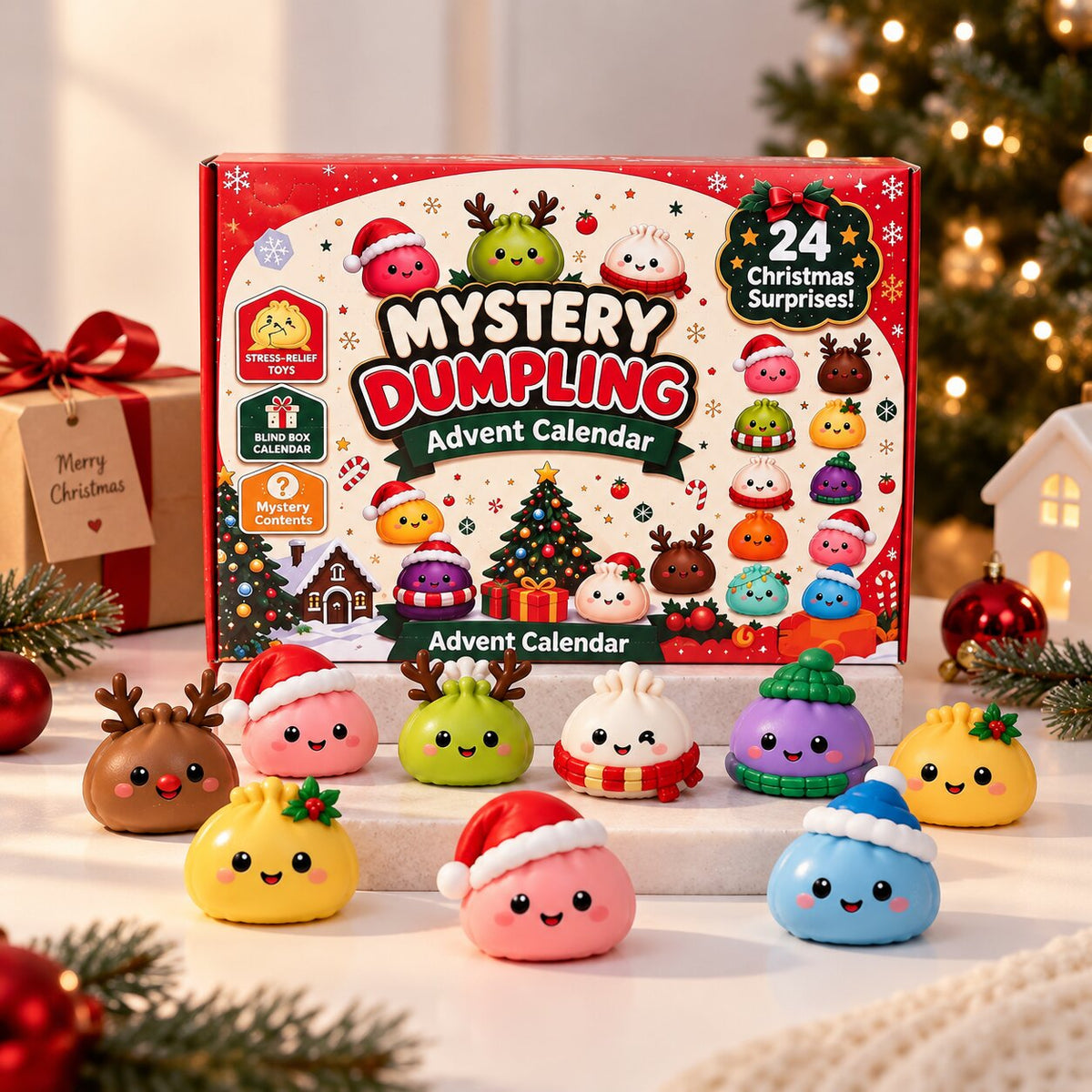 Calendario dell'Avvento Dumplings con 24 figure squishy