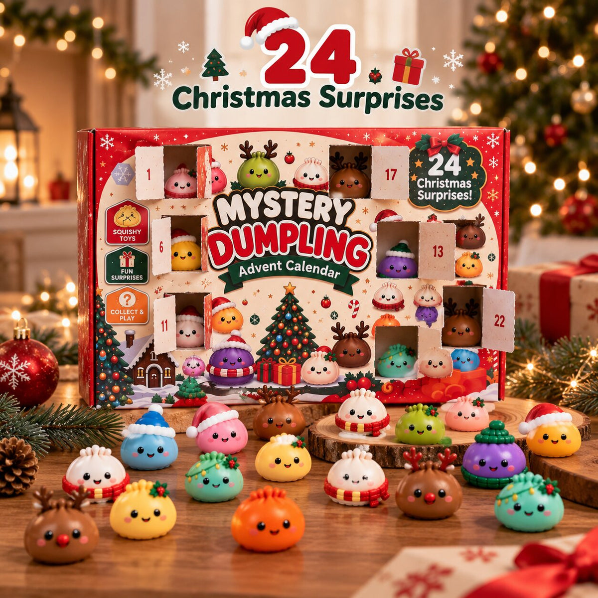 Calendario dell'Avvento Dumplings con 24 figure squishy