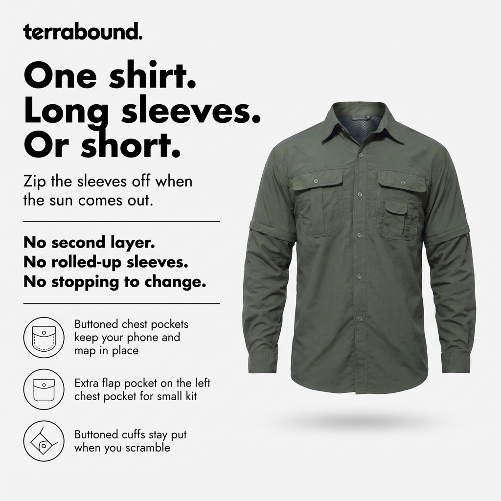 Camicia da trekking da uomo con maniche staccabili