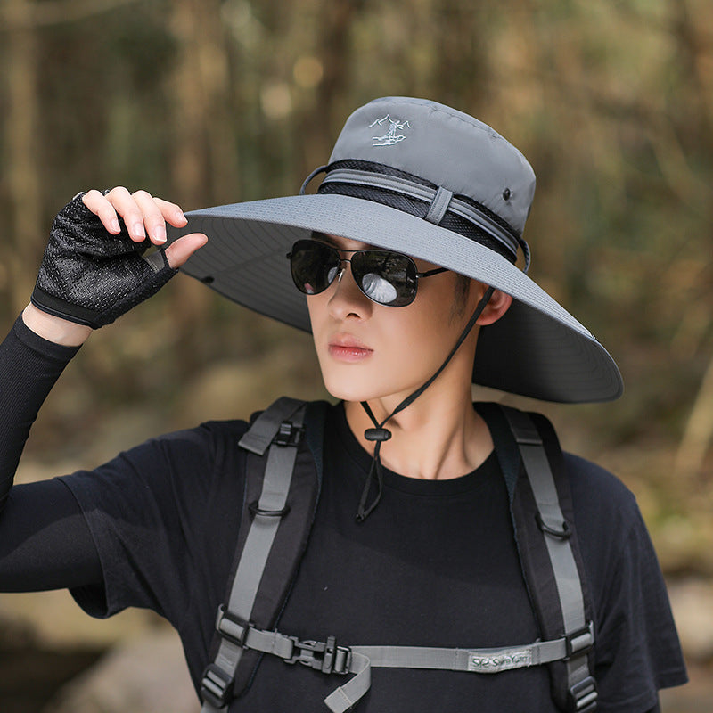 Cappello da trekking a tesa larga con protezione UV e sottogola regolabile