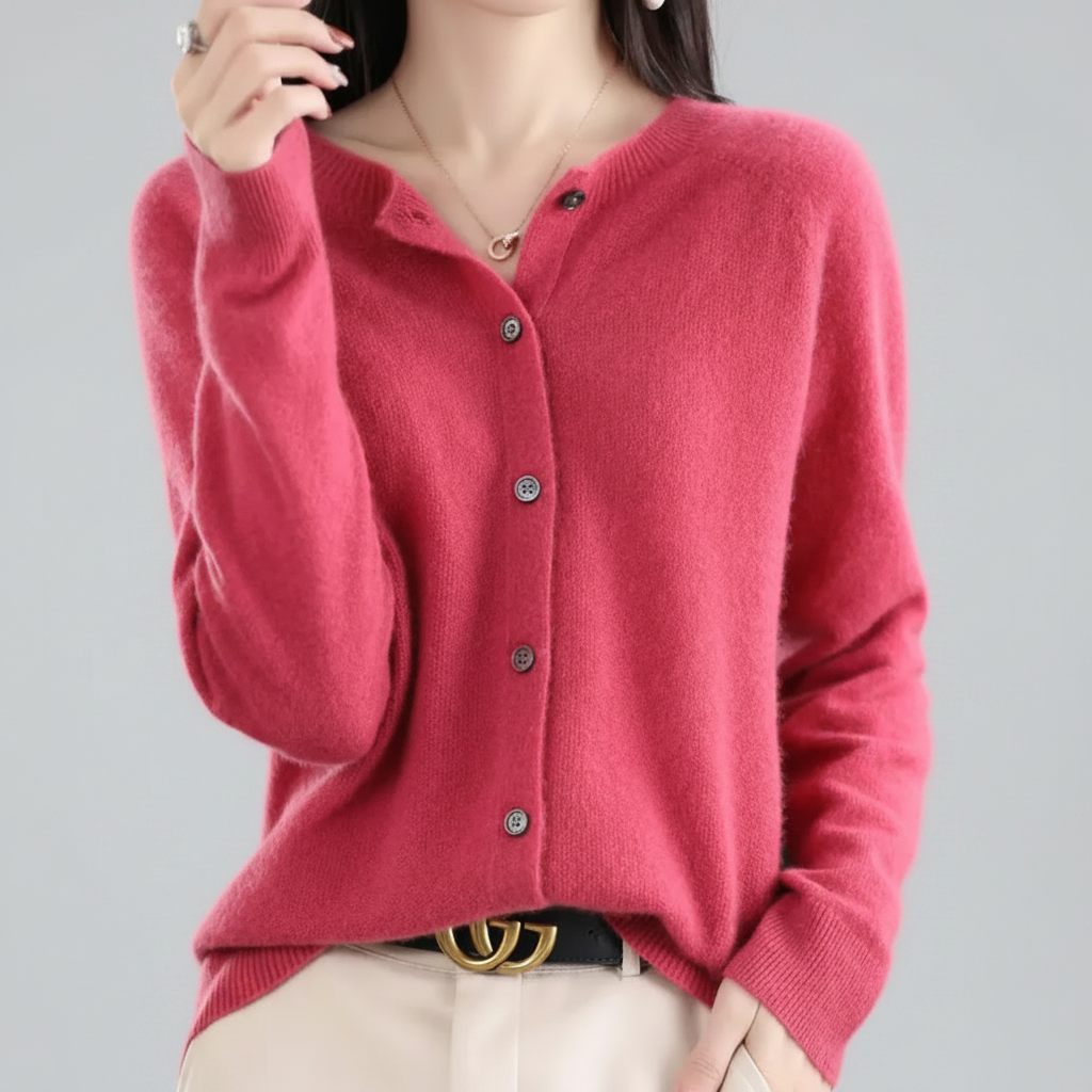 Cardigan da donna in maglia con bottoni — maglione a maniche lunghe con apertura frontale