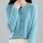 Cardigan da donna in maglia con bottoni — maglione a maniche lunghe con apertura frontale