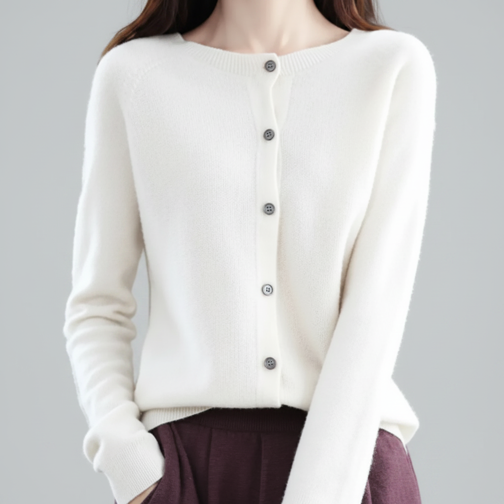 Cardigan da donna in maglia con bottoni — maglione a maniche lunghe con apertura frontale