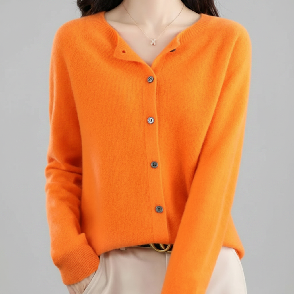 Cardigan da donna in maglia con bottoni — maglione a maniche lunghe con apertura frontale