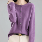 Cardigan da donna in maglia con bottoni — maglione a maniche lunghe con apertura frontale