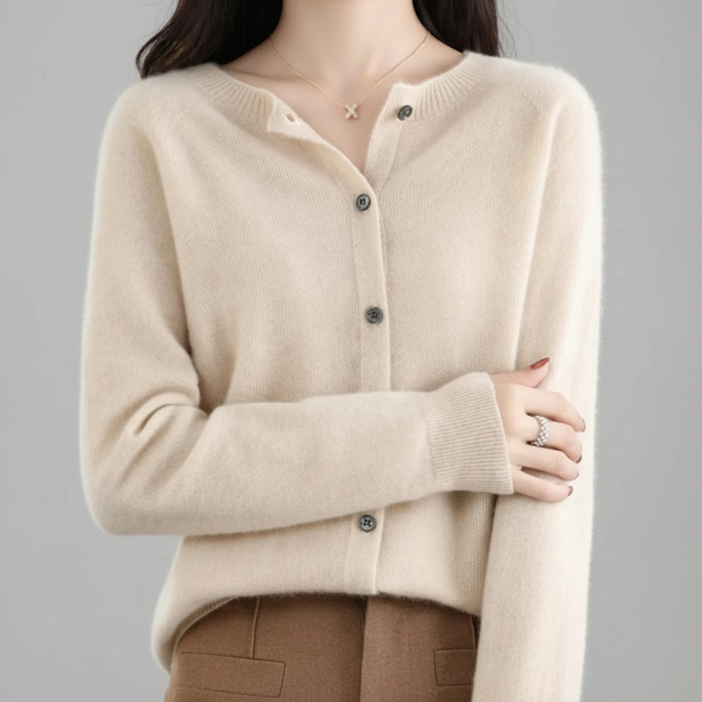 Cardigan da donna in maglia con bottoni — maglione a maniche lunghe con apertura frontale
