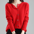 Cardigan da donna in maglia con bottoni — maglione a maniche lunghe con apertura frontale