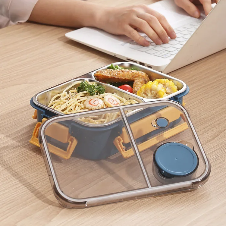 Contenitore termico per alimenti | Scomparti multipli in acciaio inox | Chiusura a clic anti-perdita | Warmpack