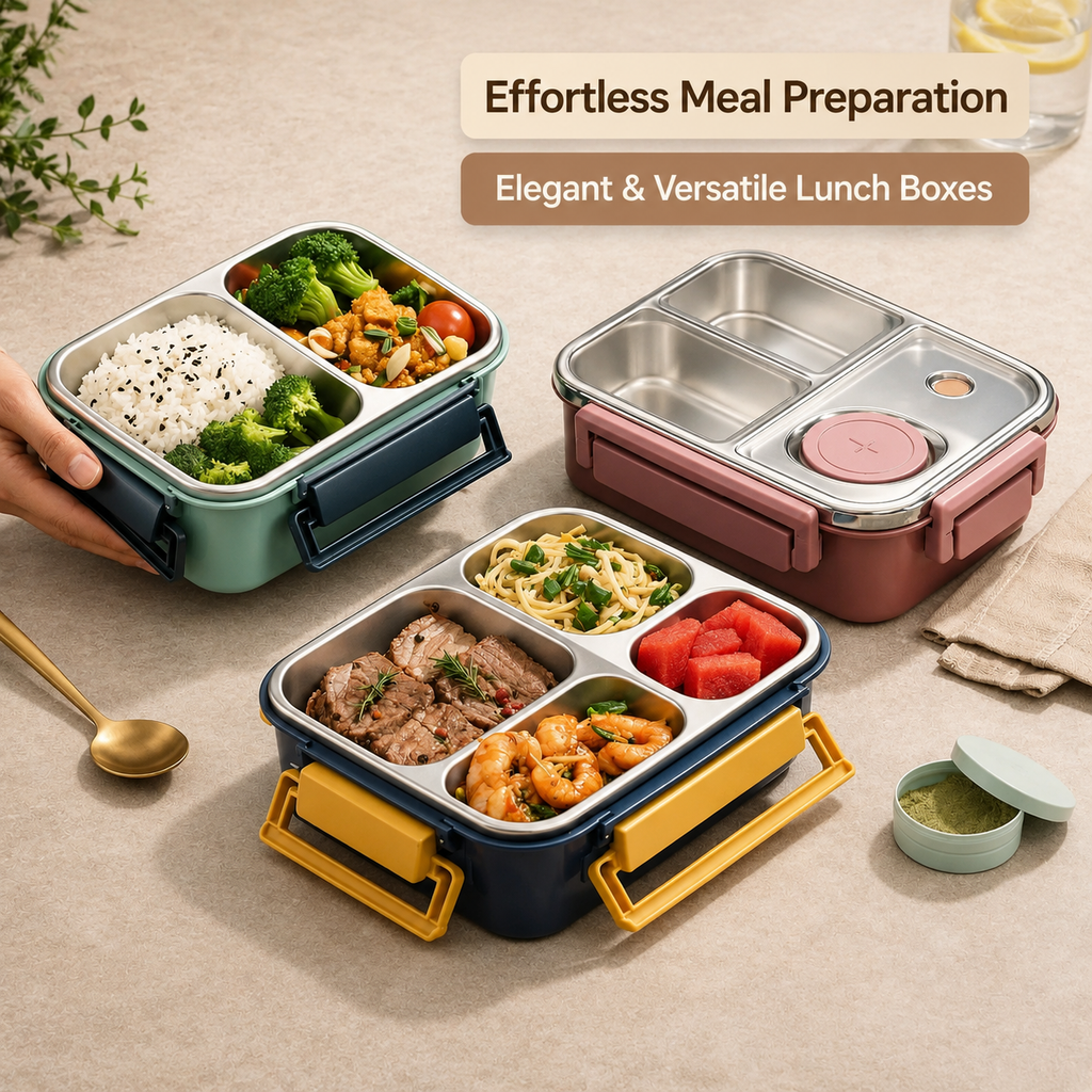 Contenitore termico per alimenti | Scomparti multipli in acciaio inox | Chiusura a clic anti-perdita | Warmpack
